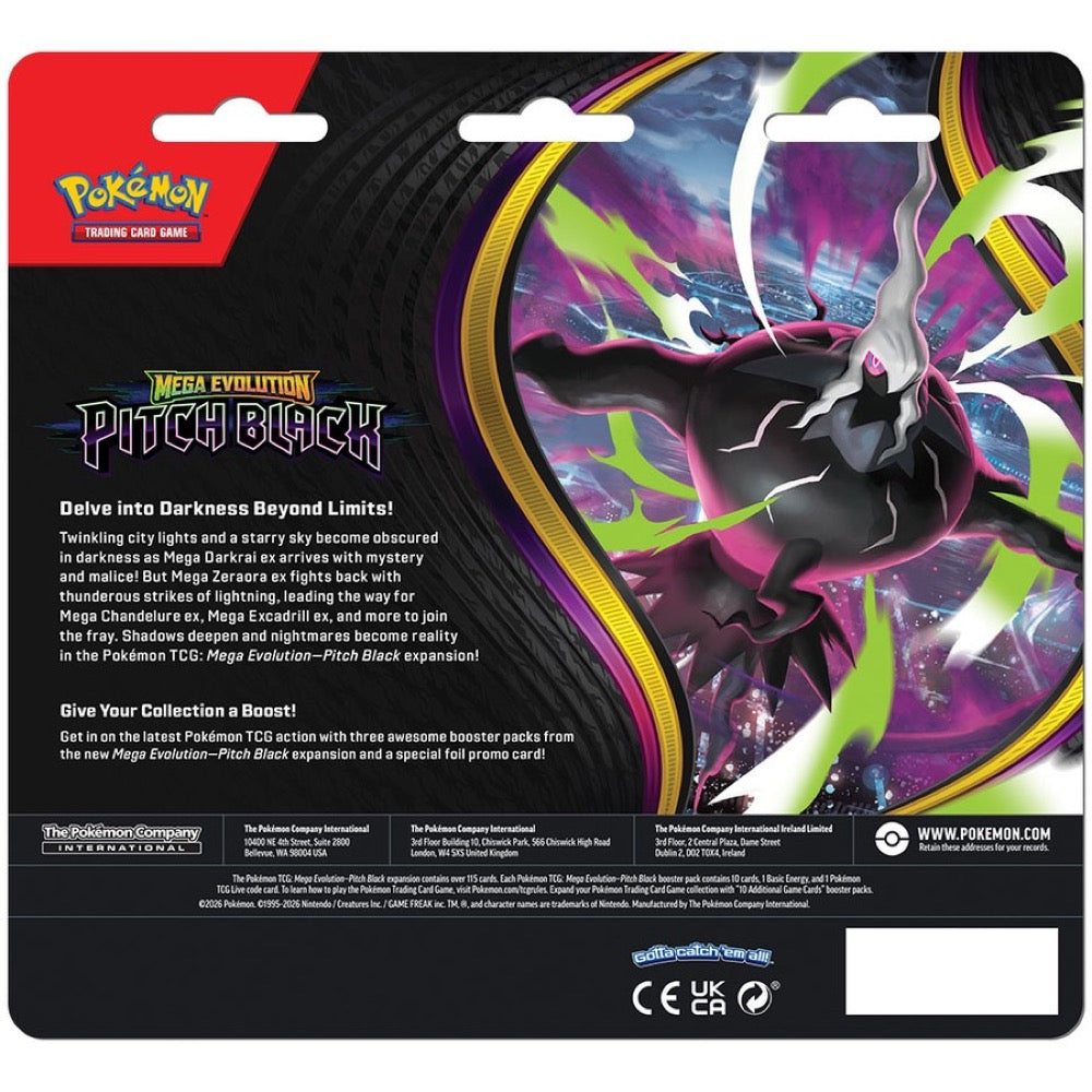 Pokémon TCG: Mega Evolution — Pitch Black Three Booster Blister