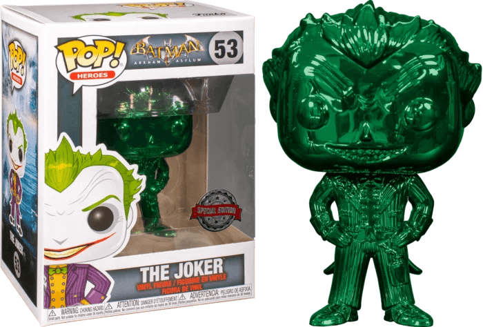 Batman: Arkham Asylum - The Joker Green Chrome Pop! Vinyl Figure #53 - Eclipse Games Puzzles Novelties