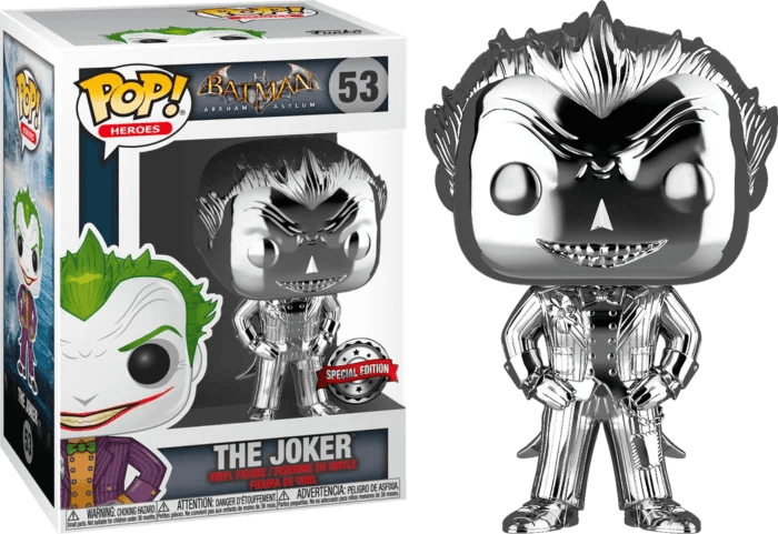 Batman: Arkham Asylum - The Joker Silver Chrome Pop! Vinyl Figure #53 - Eclipse Games Puzzles Novelties