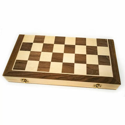 LPG Wooden Folding 3 in 1 Chess Checkers Backgammon set 40 Cm - Eclipse Games Puzzles Novelties