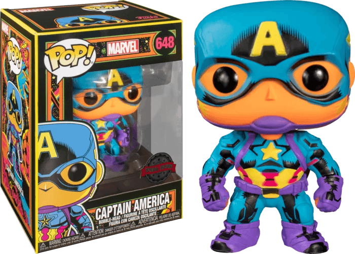 Marvel Blacklight - Captain America Pop! Vinyl Figure #648 - Eclipse Games Puzzles Novelties