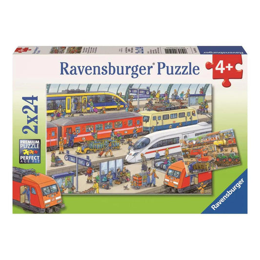 Ravensburger Busy Train Station 2x24 Pieces Jigsaw Puzzle - Eclipse Games Puzzles Novelties