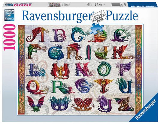 Ravensburger Dragon Alphabet 1000 Pieces Jigsaw Puzzle - Eclipse Games Puzzles Novelties
