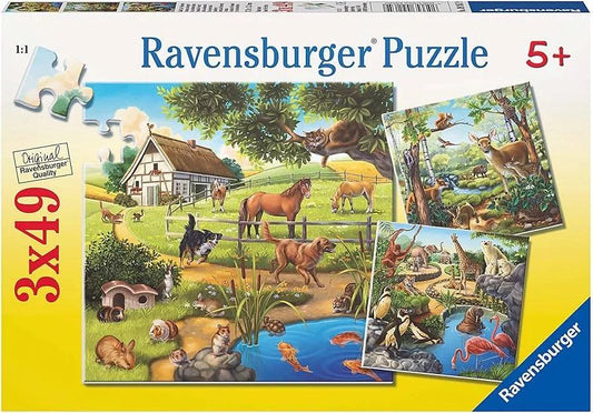 Ravensburger Forest Zoo And Pets 3x49 Pieces Jigsaw Puzzle - Eclipse Games Puzzles Novelties