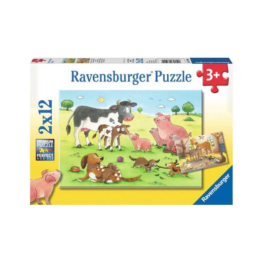 Ravensburger Happy Animal Families 2x12 Pieces Jigsaw Puzzle - Eclipse Games Puzzles Novelties