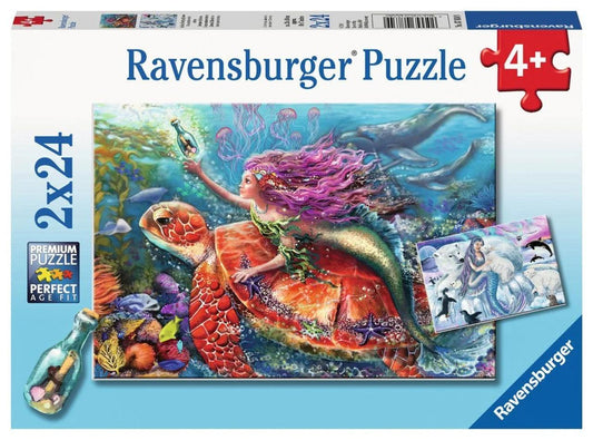 Ravensburger Mermaid Adventures 2x24 Pieces Jigsaw Puzzle - Eclipse Games Puzzles Novelties
