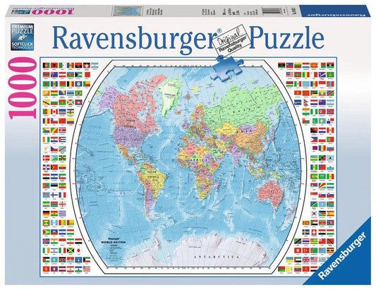 Ravensburger Political World Map 1000 Pieces Jigsaw Puzzle - Eclipse Games Puzzles Novelties