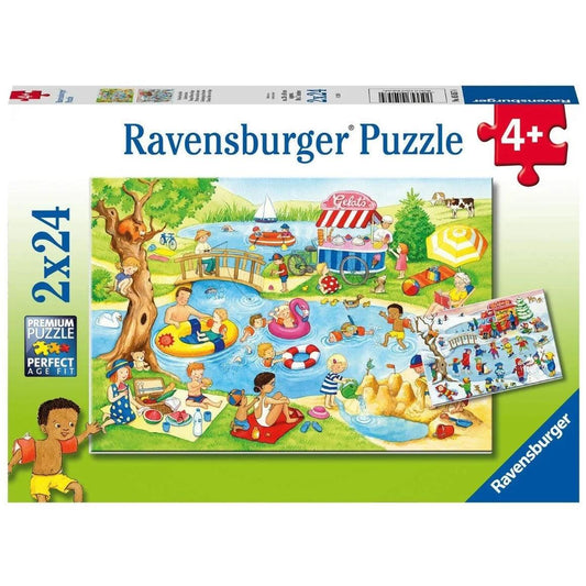 Ravensburger Swimming At The Lake 2x24 Pieces Jigsaw Puzzle - Eclipse Games Puzzles Novelties