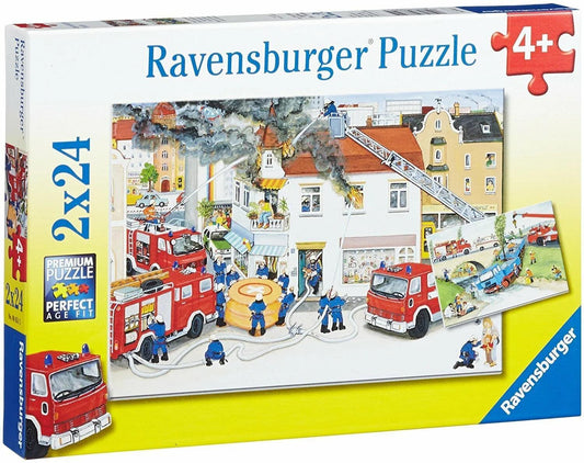 Ravensburger With The Fire Brigade 2x24 Pieces Jigsaw Puzzle - Eclipse Games Puzzles Novelties