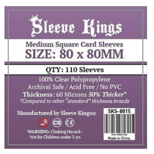 Sleeve Kings Board Game Sleeves Medium Square (80mm x 80mm) (110 Sleeves Per Pack) - Eclipse Games Puzzles Novelties