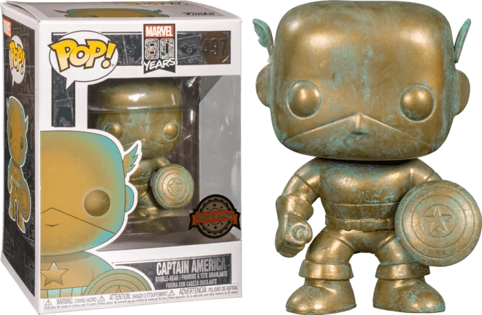 The Avengers - Captain America Patina 80th Anniversary Pop! Vinyl Figure #497 - Eclipse Games Puzzles Novelties