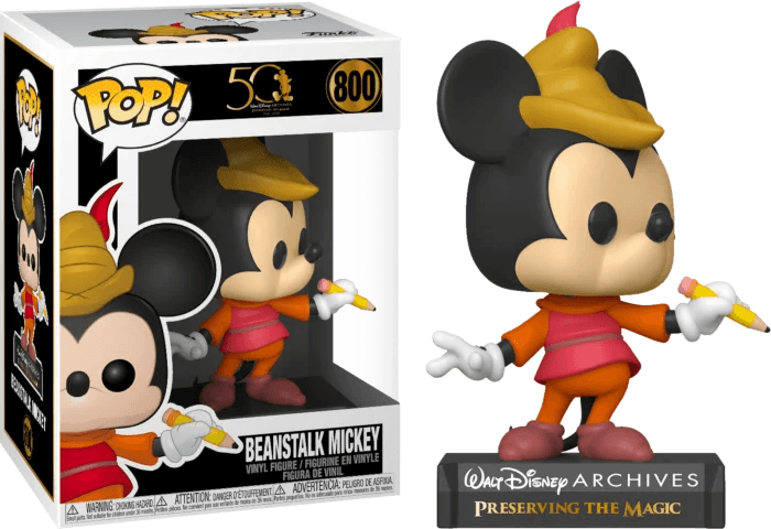 Walt Disney Archives - Beanstalk Mickey Mouse 50th Anniversary Pop! Vinyl Figure #800 - Eclipse Games Puzzles Novelties